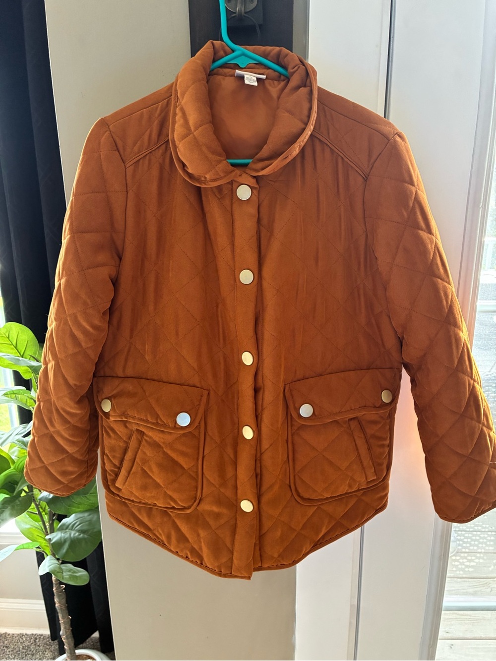 St. John's Bay Quilted Puffer Jacket in Rust Orange